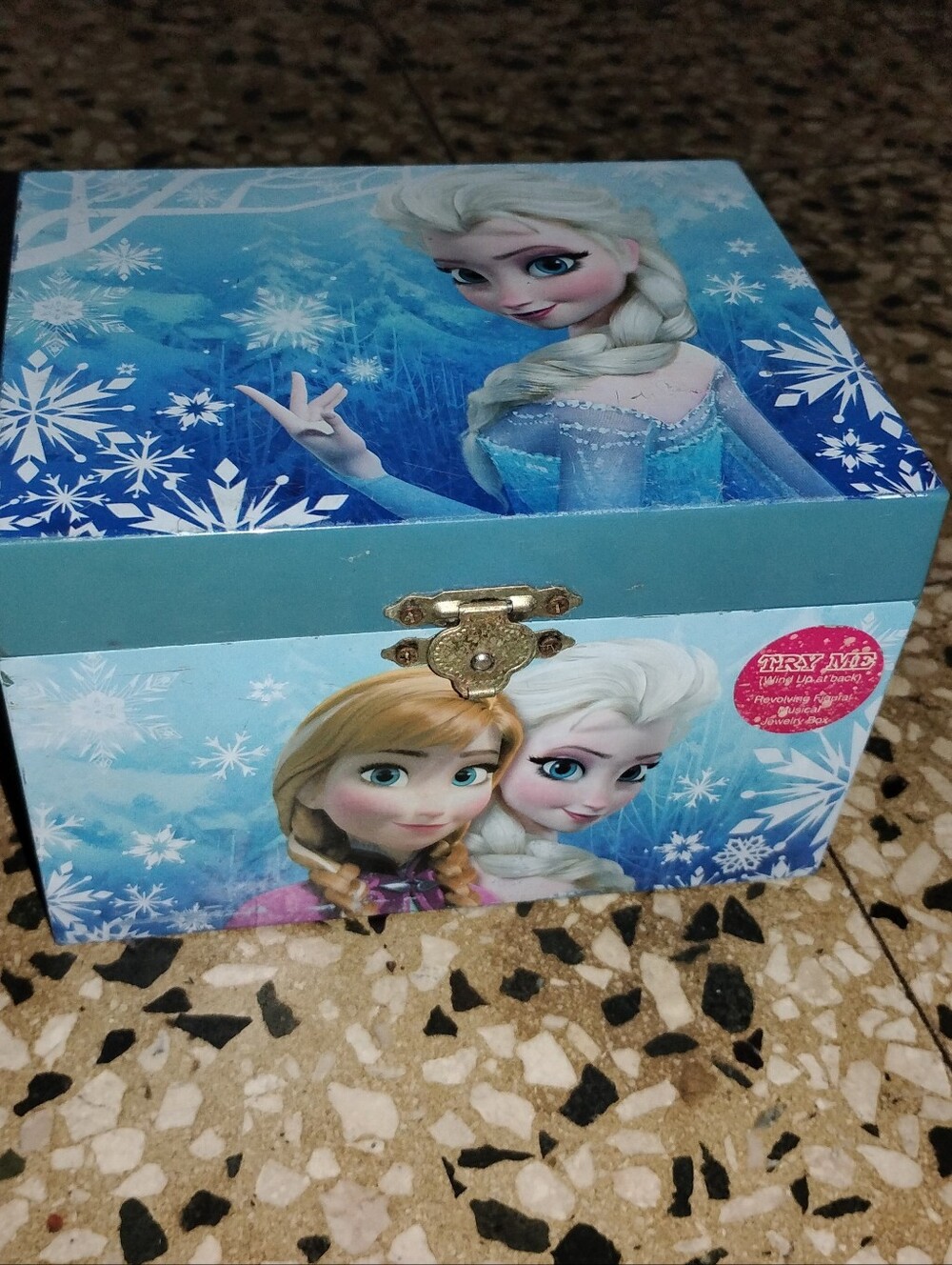 Frozen Themed Blue Kids Jewelry Box with Elsa and Anna